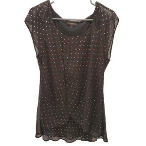 Tamara H. Tulip Sleeve Mini Dots Short Sleeve Blouse